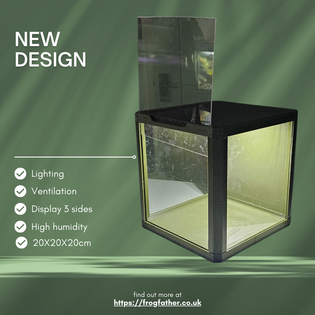 20x20x20 cm isopod display cube with built-in LED light and clear viewing panels