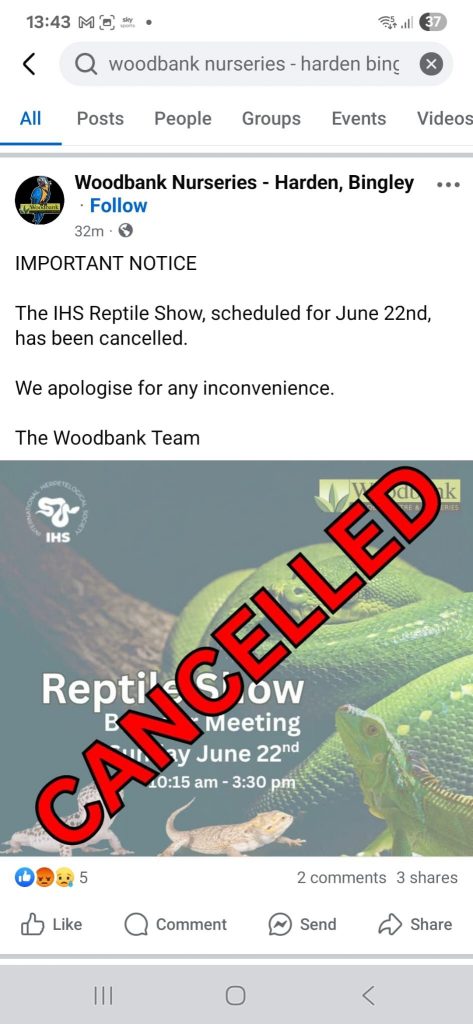 cancellation of IHS show confirmation