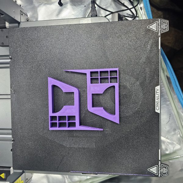 Freshly 3D-printed wall-mounted Arcadia Jungle Dawn LED light attachments in black, white, grey, green, and purple – sold as a pair for Euro-style vivarium lighting