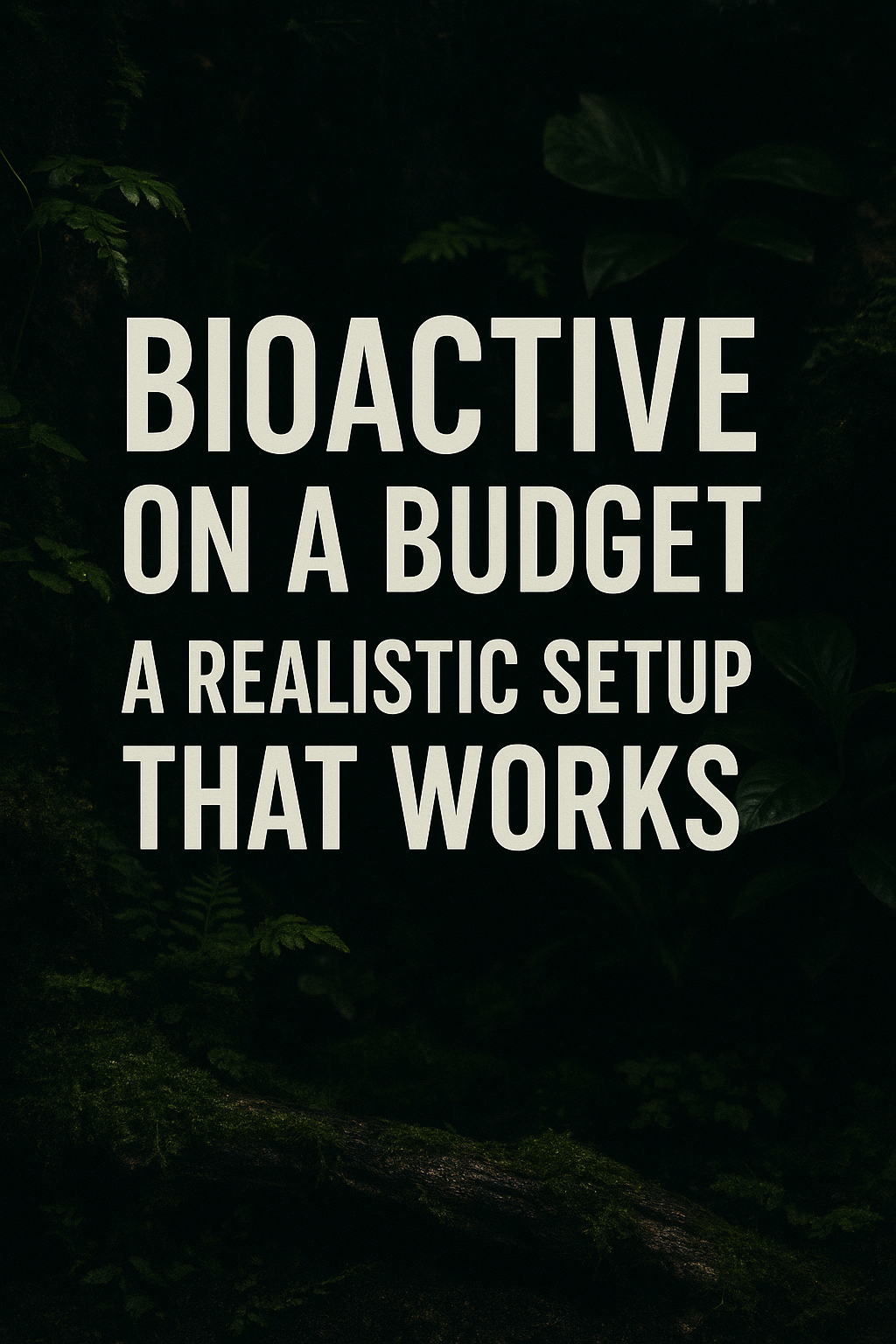 Moody rainforest background with bold white text reading: Bioactive on a Budget – A Realistic Setup That Work