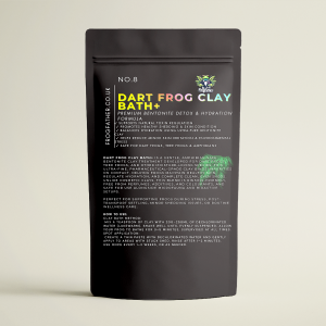 Bentonite clay bath treatment for dart frogs in Frogfather resealable pouch.