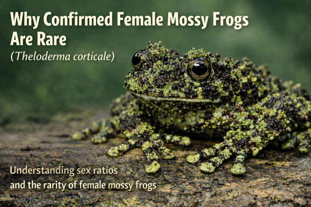 Confirmed female Vietnamese mossy frog (Theloderma corticale) illustrating why female mossy frogs are rare in captivity
