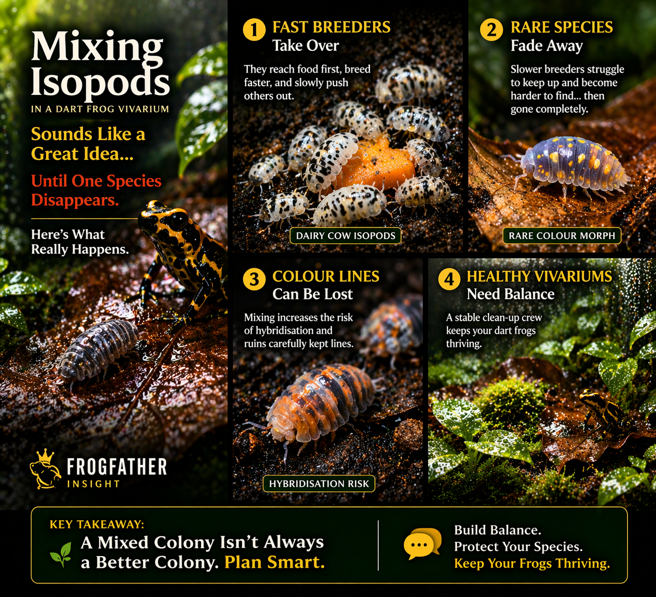 Mixing isopods in a dart frog vivarium showing fast-breeding and rare species in a bioactive setup
