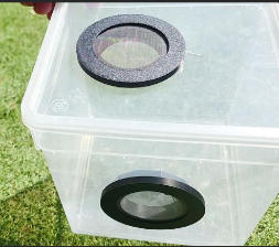 8cm screw-in stainless-steel mesh vent fitted to a plastic grow-out tub