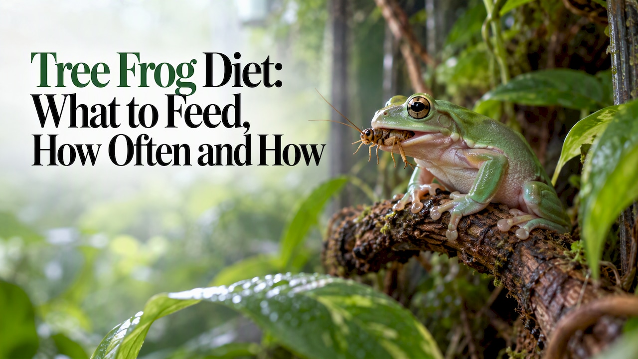 White’s tree frog catching a cricket