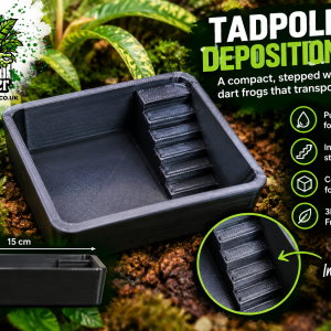 Frogfather 3D printed tadpole deposition pool with integrated access steps for Epipedobates anthonyi and other tadpole-transporting dart frogs